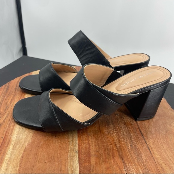 Adrienne Vittadini Avah Sandal black leather heel pumps Sz 10 - Picture 4 of 8